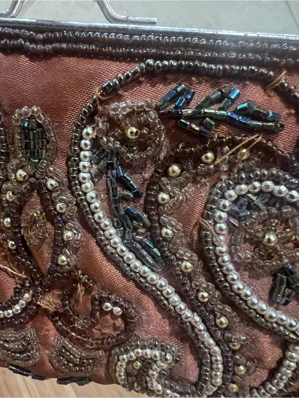 Source Unknown Brown Beaded Evening Clutch with Metallic Accents - Picture 3 of 15